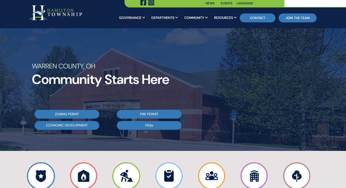 Home page of the Hamilton Township website